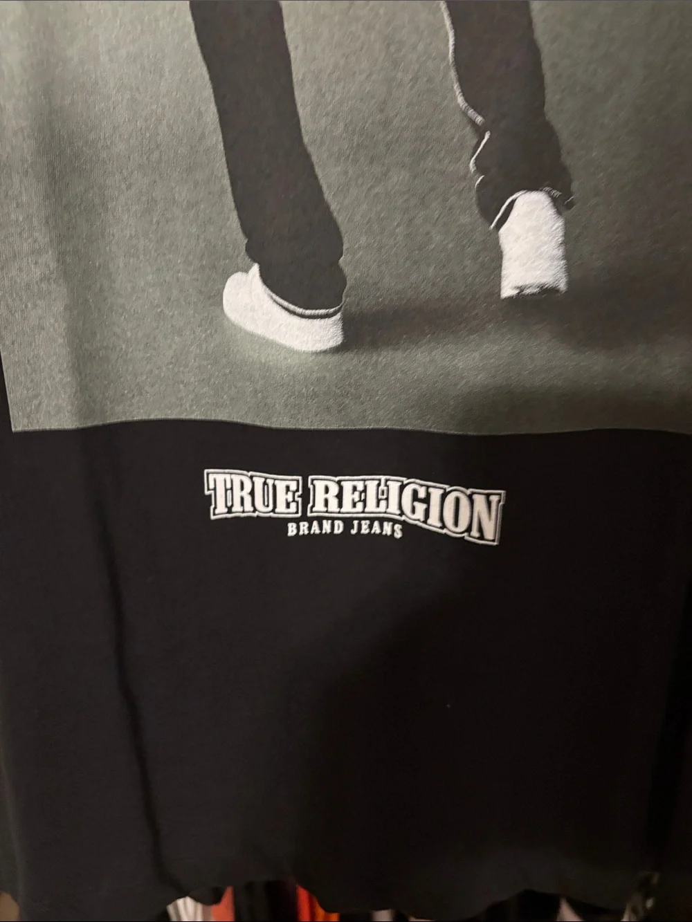 True Religion Black Tee with White Neck Logo
